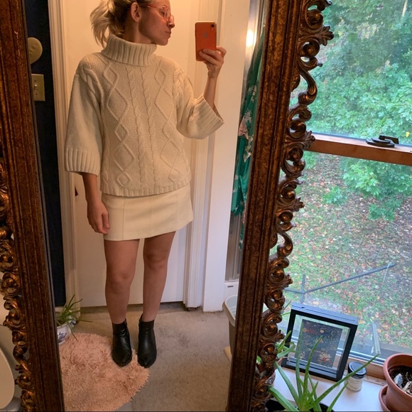 Zara Cable Knit Turtleneck boxy crop sweater Med - Picture 13 of 16